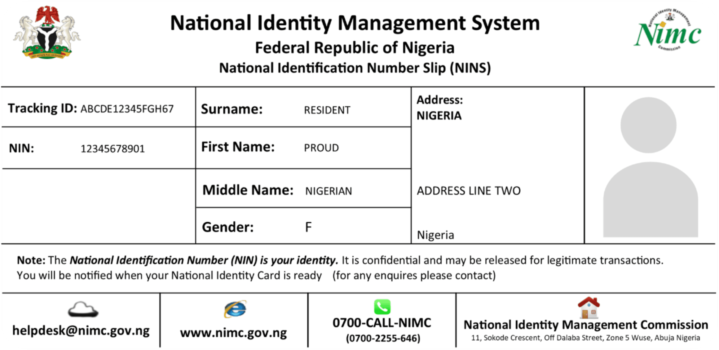 Long regular NIN slip