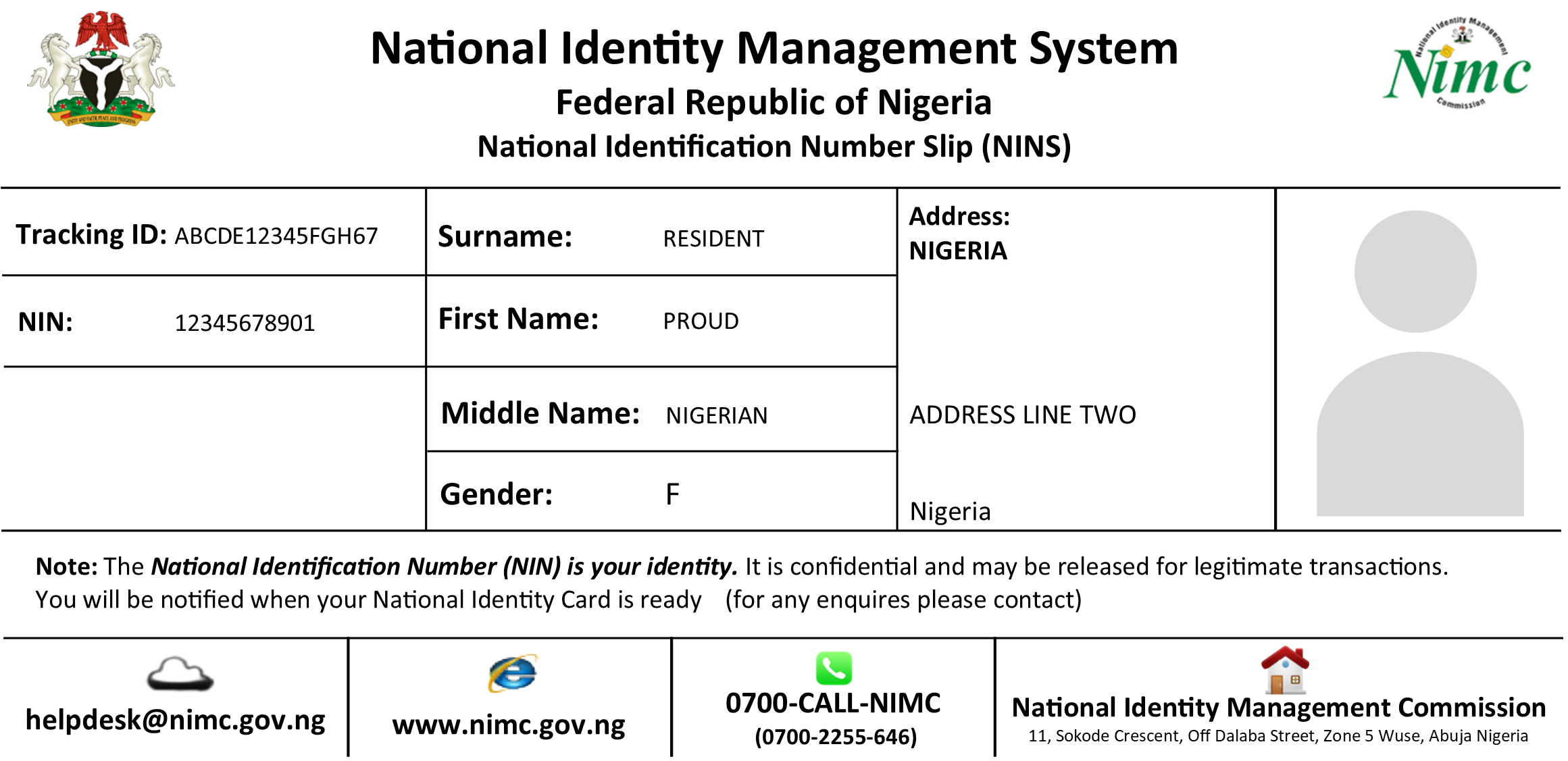 Long/Regular NIN Slip (Legacy)