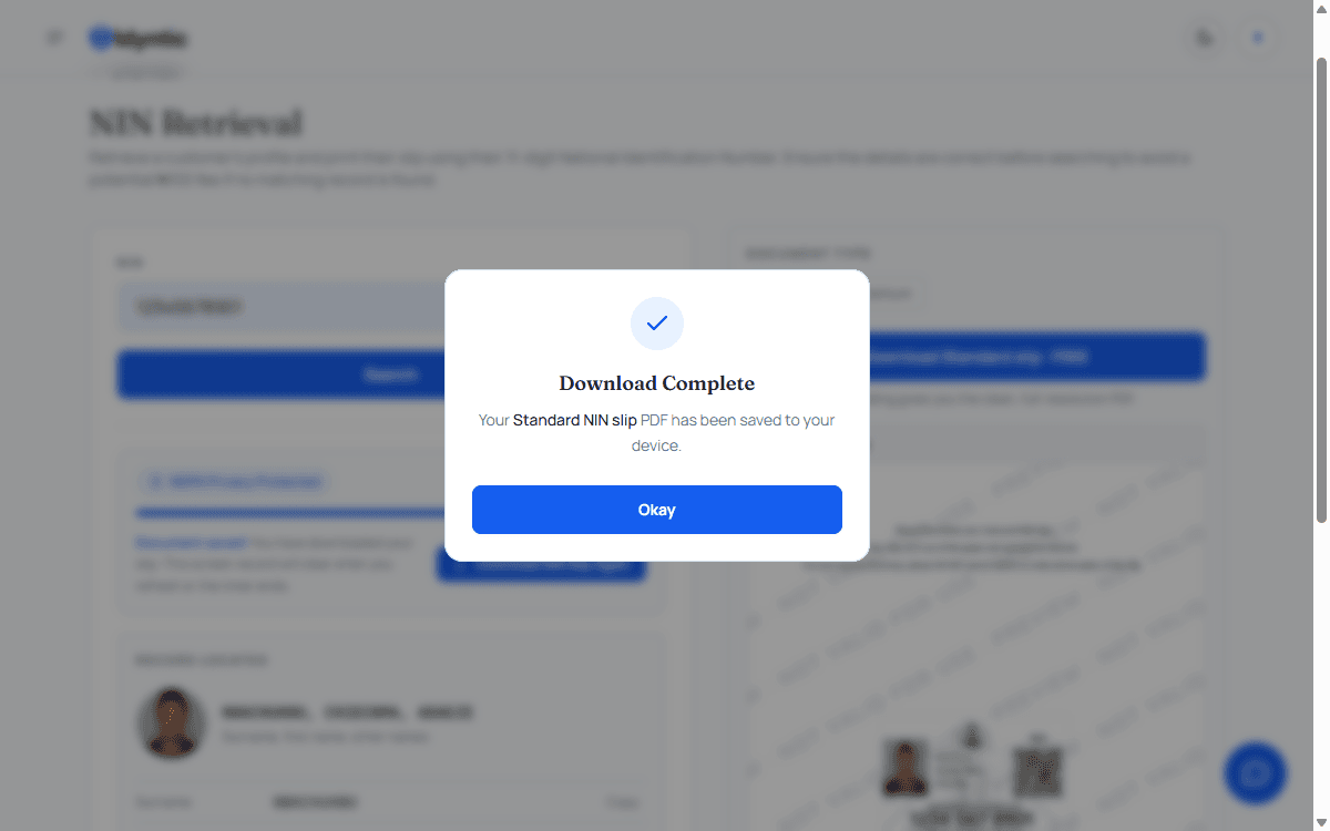 Instant Download Confirmation